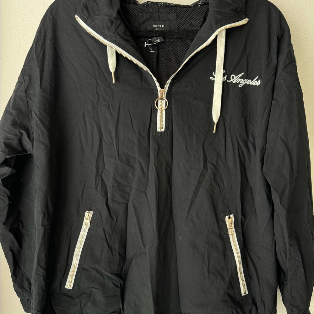 Forever 21 Black Utility Jacket with White Accents